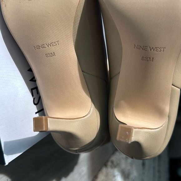 Nine West Women’s Boots WNSlouch Jenn Ivory Cream Tan Mid Calf 8.5 Leather - Picture 6 of 8